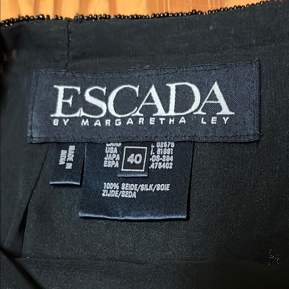 Vintage Escada by Margaretha Ley Elegant Black Silk Sequin Beaded Skirt 40 - Picture 2 of 16